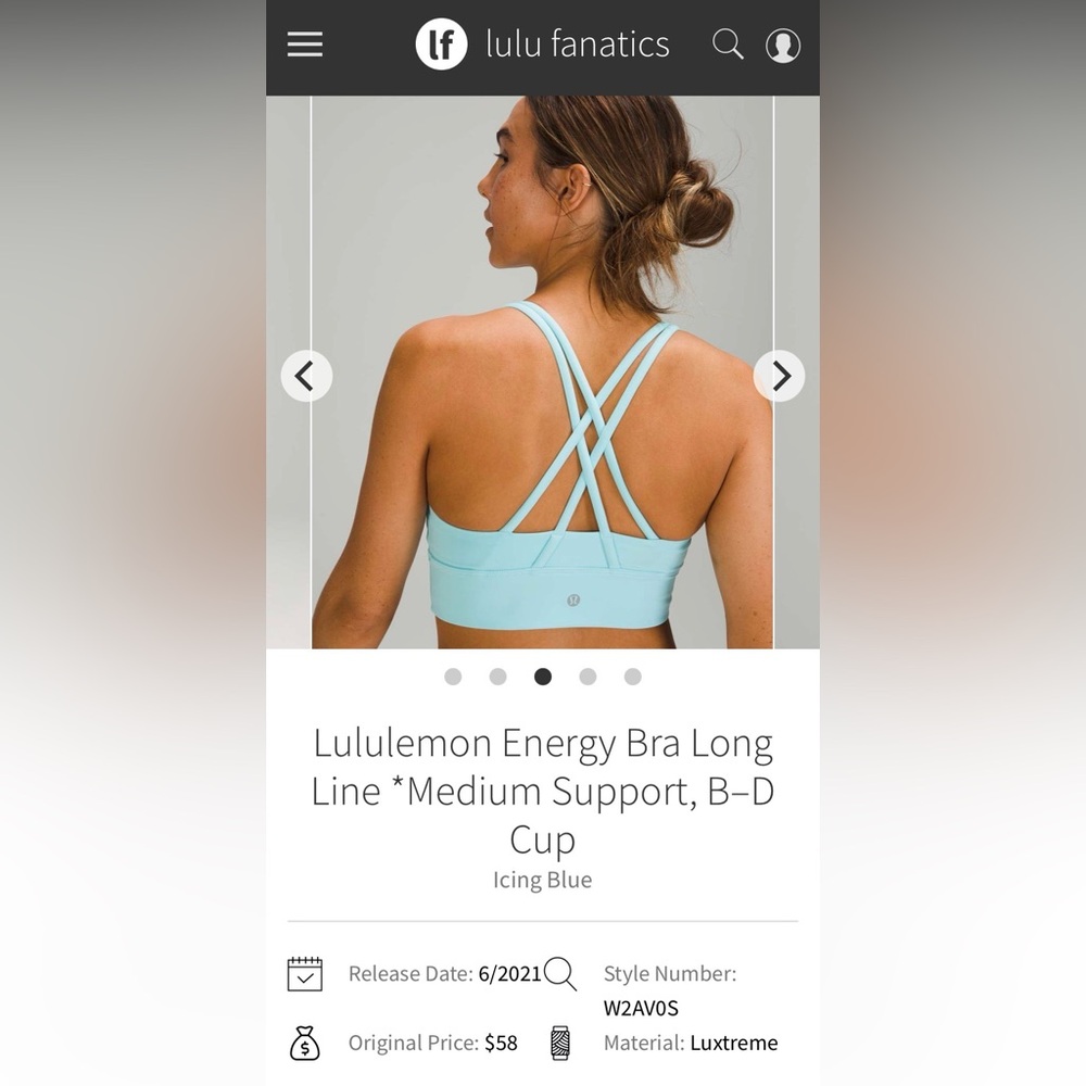 lululemon athletica Energy Bra Long Line - Sky Blue